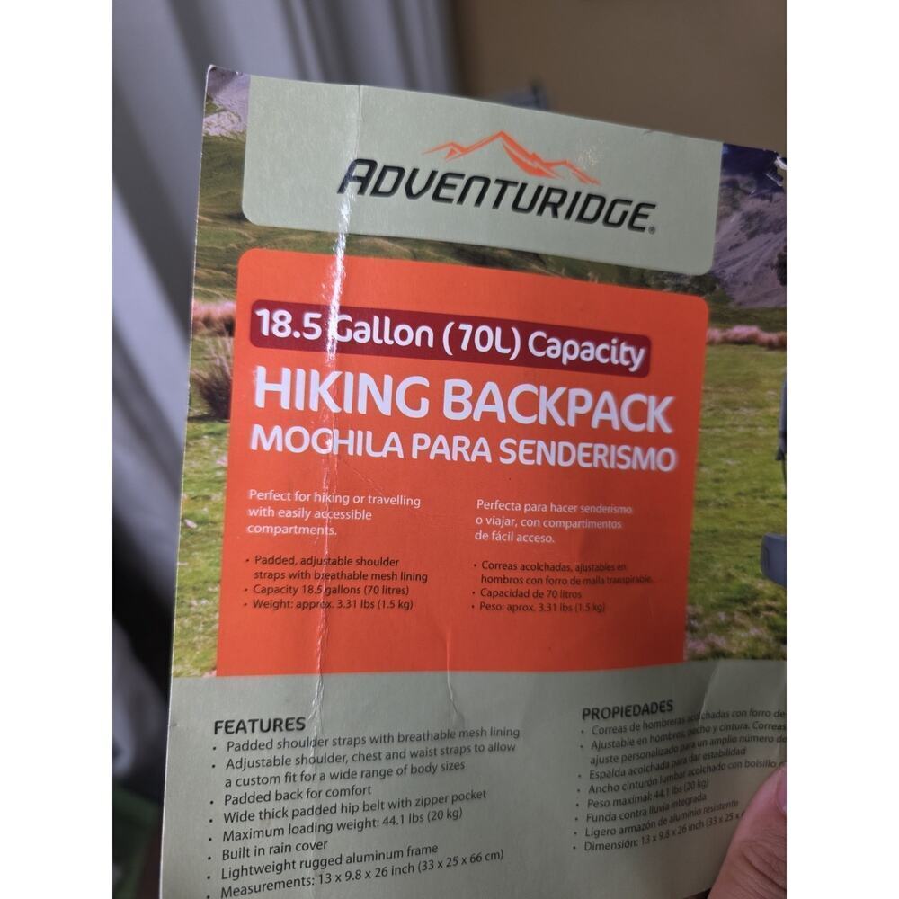 Adventuridge Hiking Backpack – 70L (18.5‎ Gallon) Capacity – Red – Model 92288 - Picture 8 of 16